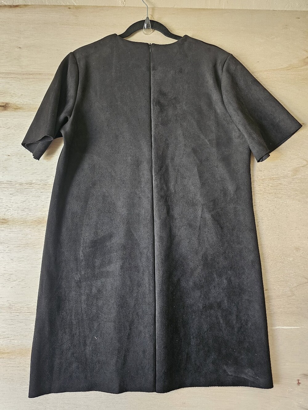 Zara Faux Suede Studded Mini Dress Black Short Sleeve Size L NWT - Picture 9 of 10